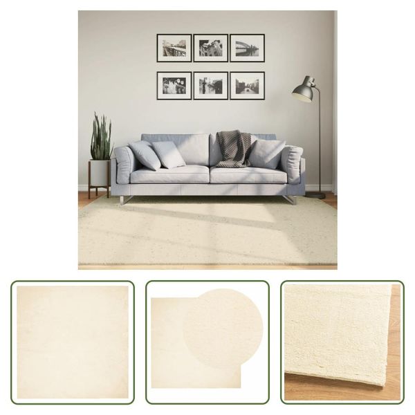 The Living Store Tappeto Huarte A Pelo Corto Morbido E Lavabile Crema 200X200 Cm-image