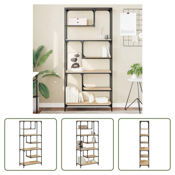 The Living Store Libreria Rovere Sonoma 81X36X176 Cm Materiale In Legno-image