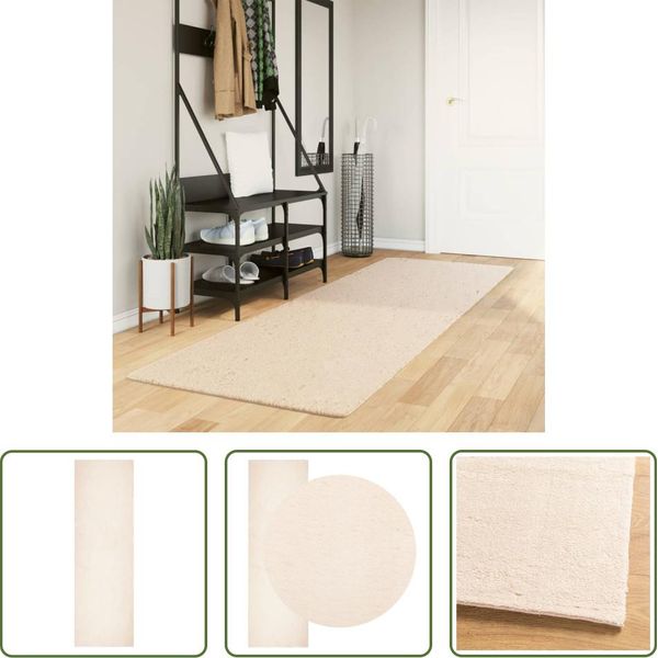 The Living Store Tappeto Huarte A Pelo Corto Morbido E Lavabile Beige 80X250 Cm-image
