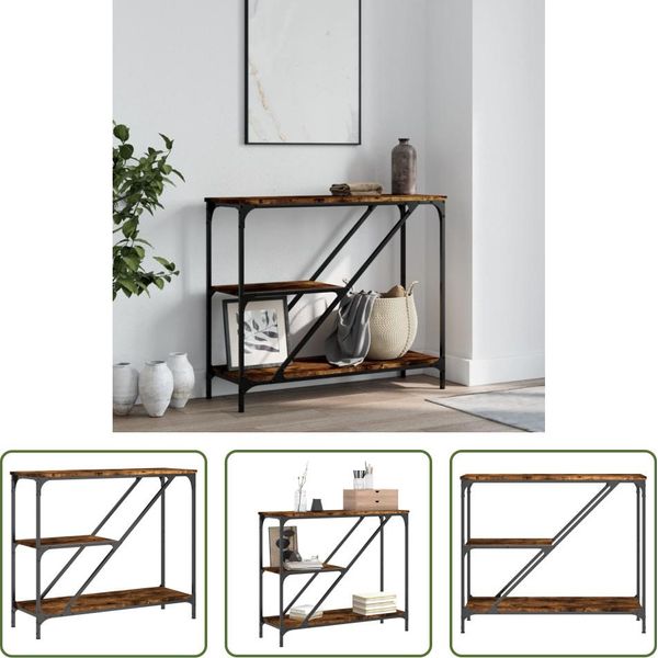 The Living Store Tavolo Consolle In Rovere Fumé 88,5X30X75 Cm Materiale In Legno-image