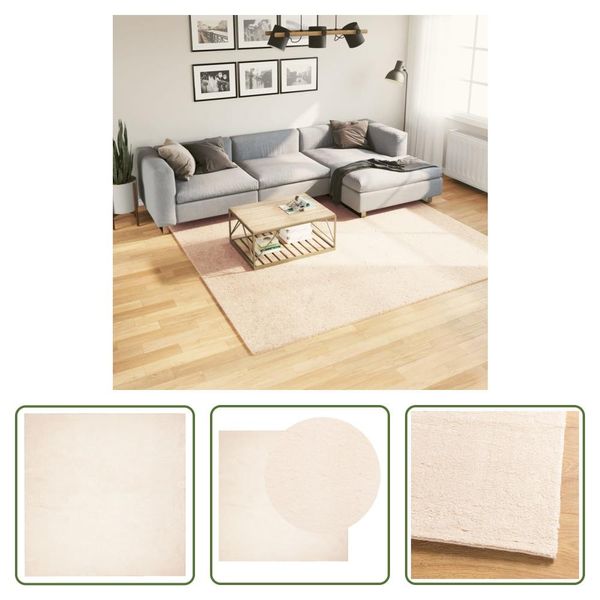 The Living Store Tappeto Huarte A Pelo Corto Morbido E Lavabile Beige 240X240 Cm-image