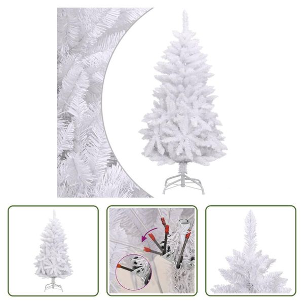 The Living Store Albero Di Natale Artificiale Pieghevole Con Supporto Bianco 120 Cm-image