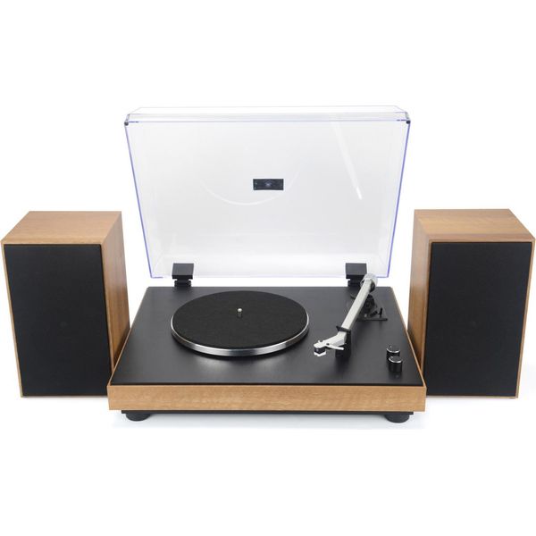 New Majestic Giradischi Tt 54 Bluetooth MP3 Nero E Legno 33/45 Rpm 30W 2 Altoparlanti-image