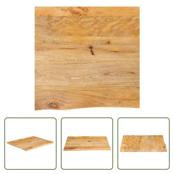 The Living Store Piano Del Tavolo Con Bordo Ad Albero 80X80X3,8 Cm In Legno Massiccio Di Mango-image