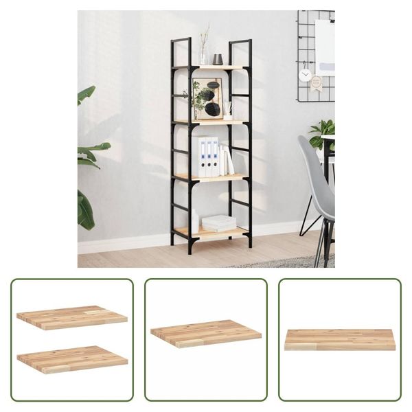 The Living Store Mensole Sospese 2 Pezzi 60X30X2 Cm In Legno Massiccio Di Acacia Non Trattato-image