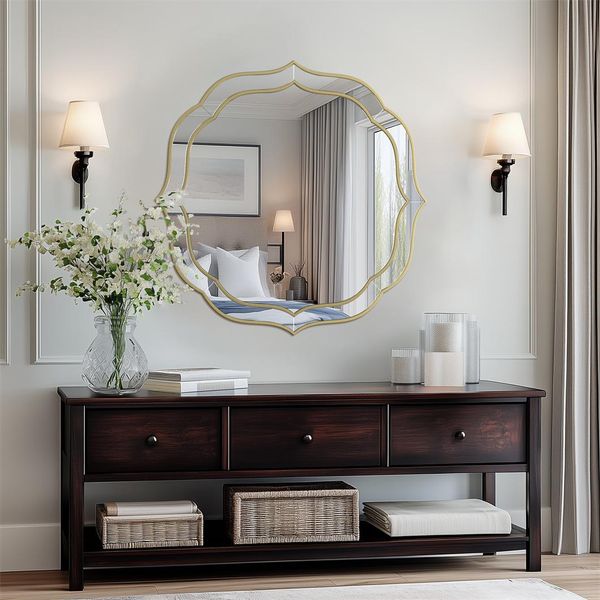 Artloge Specchio Da Parete Asimmetrico, Specchio Irregolare, Specchio Moderno Di Design Specchio Da Porta Senza Forma E Senza Cornice, 80Cm-image
