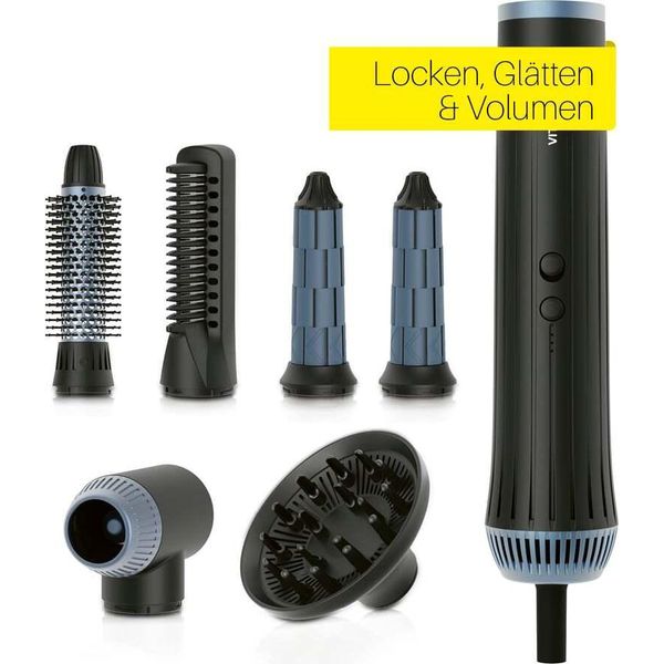Vitalmaxx Air Curler Plus 6 In 1 Innovativa Tecnologia A Flusso D'aria Multi-Styler Arricciacapelli Asciugacapelli Spazzola Lisciante E Diffusore Asciugatura Styling Nero-image