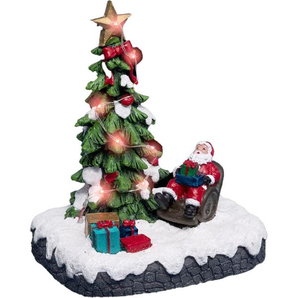 Villaggio Di Natale, Scena Di Natale Con Babbo Natale Sotto L'albero Di Natale-image