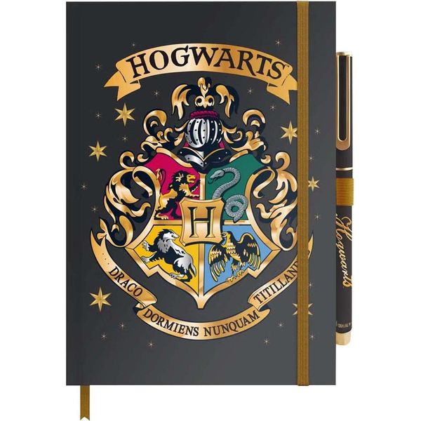 Harry Potter, Quaderno A5 Harry Potter Con Stemma Di Hogwarts E 96 Pagine, Nero-image