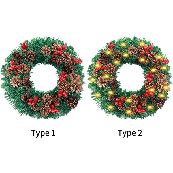 12 Pollici Ghirlanda Di Natale Con Pigne Rosso Frutta Buon Natale Appeso Ghirlanda Artificiale Per Porta D'ingresso Parete Decorazione Partito-image