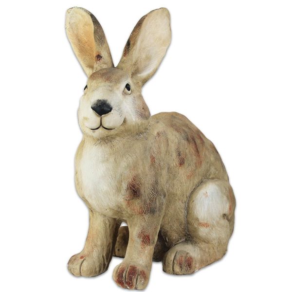 Coniglietto Di Pasqua Marrone Seduto In Ceramica Decorazione Pasquale 32X22X46Cm-image