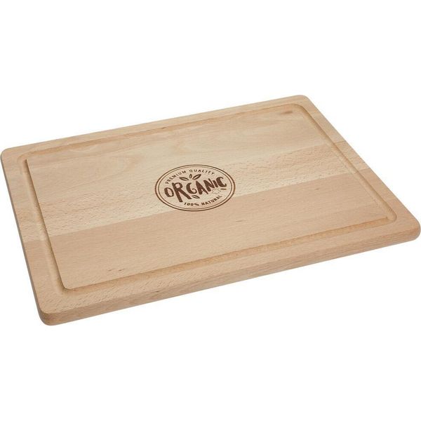 Tagliere Grande Rettangolo "Woody"" - Spessore 15 Mm In Legno Di Faggio Con Scanalatura Fresata - Perfetto Contro I Liquidi - Natura"-image