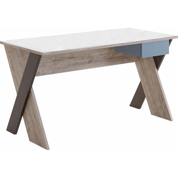 Schreibtisch Fmd "Nona 6", Braun (Sandeichefarben, Weiß), B:135Cm H:76,5Cm T:67,5Cm, Tische, Schreibtisch-image