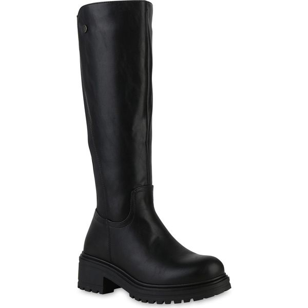 Van Hill Stivali Classici Leggermente Foderati Da Donna Scarpe Con Suola Profilata 841441, Colore: Nero, Taglia: 37-image