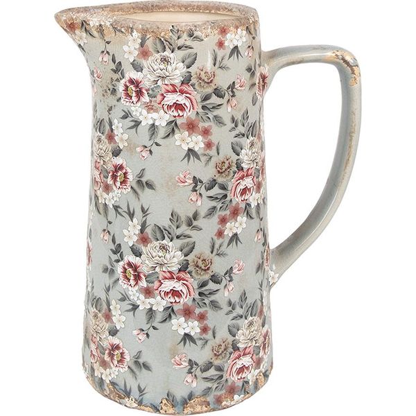 Clayre & Eef Brocca Decorativa 21X14X26 Cm Fiori In Ceramica Grigia-image