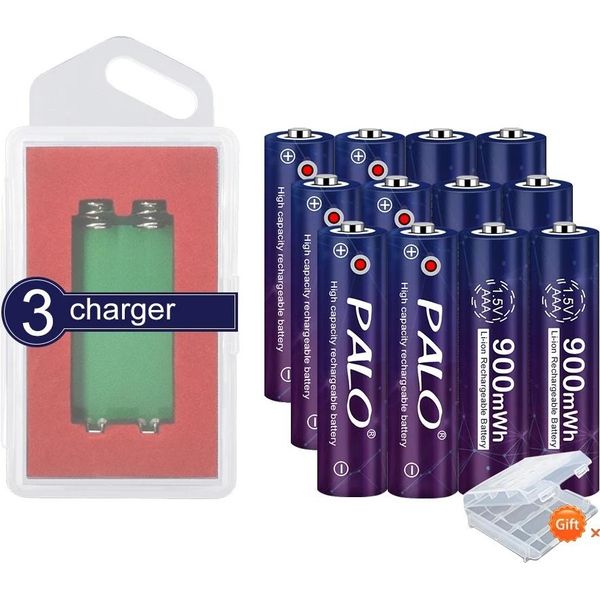 Batteria Ricaricabile Agli Ioni Di Litio Da 1,5 V Aaa, Capacità 900 Mwh, Caricabatterie Incluso , 12AAA 3Caricatori, 1,5 V-image