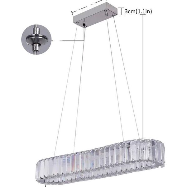 Lampadario Moderno In Cristallo, Regolabile In Altezza, Led Ad Alta Efficienza Energetica, Ovale 57 Cm, Bianco Freddo-image