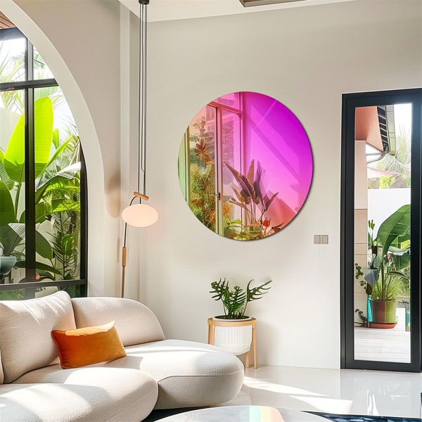 Artloge Specchio Da Parete Stile Arcobaleno, Specchio Decorativo Rotondo Specchio Da Trucco Specchio Da Bagno, Specchio Per Soggiorno Camera Da Letto Bagno Corridoio, Vetro-image