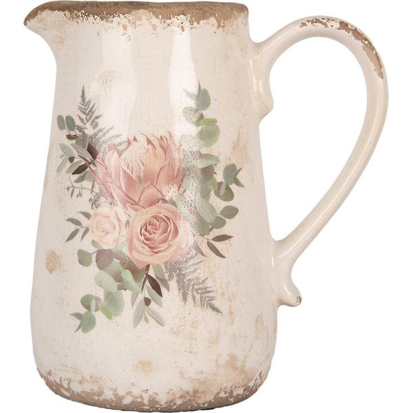 Clayre & Eef Brocca Decorativa 17X12X18 Cm Fiori In Ceramica Beige-image