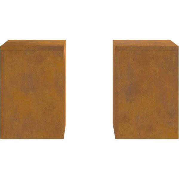 Vidaxl Supporto Per Piante 2 Pezzi Rusty 24 X 24 X 35 Cm Acciaio Resistente Alle Intemperie-image
