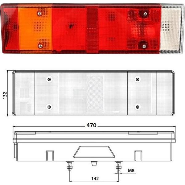 Luce Freno Posteriore Sinistra Iveco Eurocargo Eurotech Stralis Eurotrakker Volkswagen Lt, 098212970, Con Cavo | 1996-2017-image
