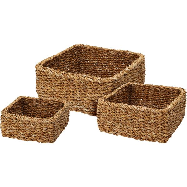 Set Di Cesti In Seagrass Quadrati (3 Pezzi, Naturale)-image