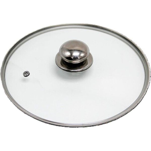 Coperchio Universale Michelino In Vetro ø24 Cm Con Uscita Vapore E Pomolo In Acciaio Inox-image