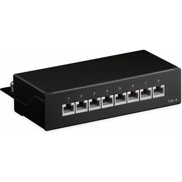 Goobay Pannello Patch Mini/Desktop Cat 6/STP Schermato 8 Porte Nero (In Blocco)-image