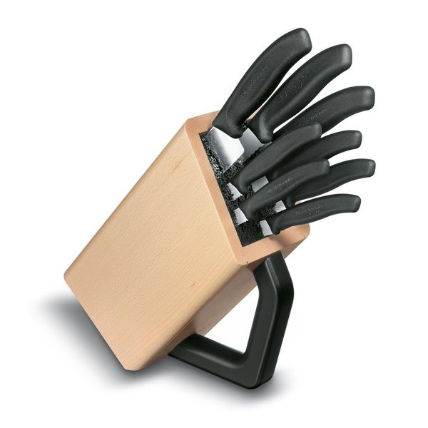 Victorinox Blocco Portacoltelli Universal 8 Coltelli Nero Legno Di Faggio-image
