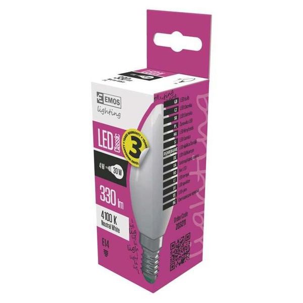Emos Led Candela Classica / E14 / 4,1 W (32 W) / 350 Lm / Bianco Neutro, ZQ3211-image