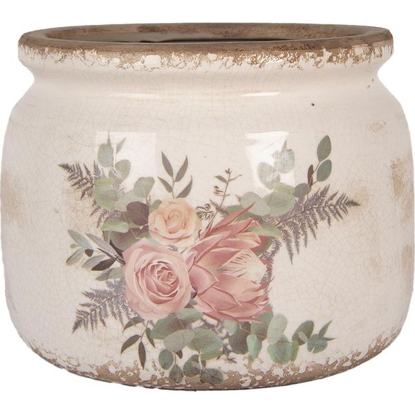 Vaso Da Fiori Clayre & Eef Ø 20X15 Cm In Ceramica Beige-image