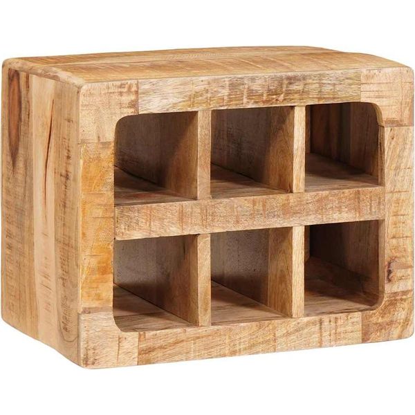 Vidaxl Portabottiglie Da Parete Marrone 44 X 30 X 35 Cm In Legno Massiccio Di Mango-image