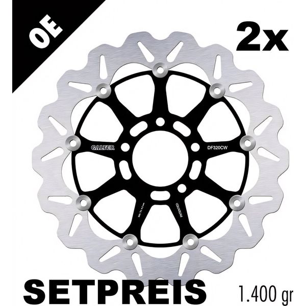 Set Di Dischi Freno Galfer 2X DF320CW Wave® Flottante Anteriore 320X5Mm Per Suzuki GSX-R Hayabusa Tl S R Gsx 600 - 1400 Ccm Anno 1996 - 2010-image