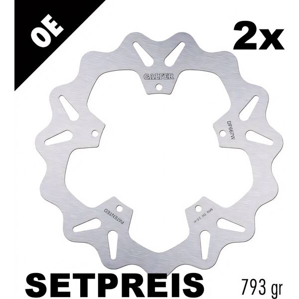 Set Di Dischi Freno Galfer 2X DF667W Wave® Anteriori Rigidi 260X4Mm Per Piaggio X9 Evolution Carnaby, Gilera Nexus Peugeot Satelis Sp Beverly 125 - 500 Ccm-image