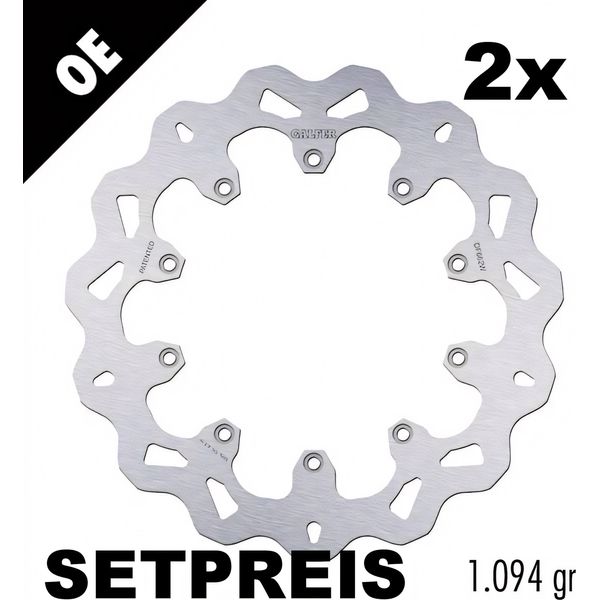 Set Dischi Freno Galfer 2X DF662W Wave® Anteriori Rigidi 285X5Mm Per Bmw K 75 C R 100 Rt Rs Lt 750 - 1000 Ccm Anno 1981 - 1996-image