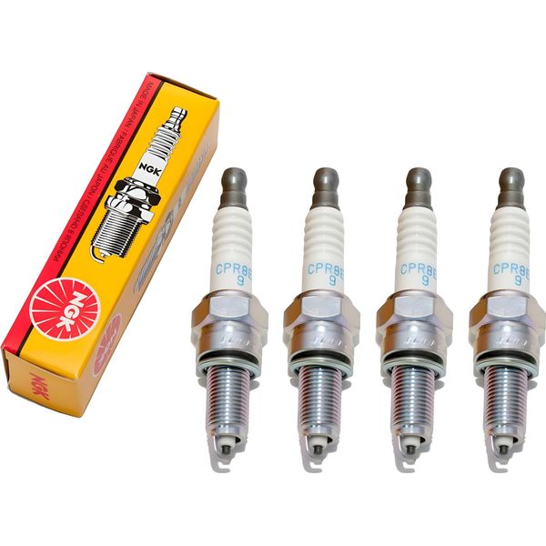 Set Di Candele Di Accensione Ngk 4X CPR8EB-9 Con Soppressione Delle Interferenze, Filettatura Lunga 19,0 Mm Ø 10,0 Mm Esagono 16,0 Mm, Distanza Tra Gli Elettrodi 0,90 Mm, Potere Calorifico 8, Dado Di Collegamento Sae Fisso, 6607-image