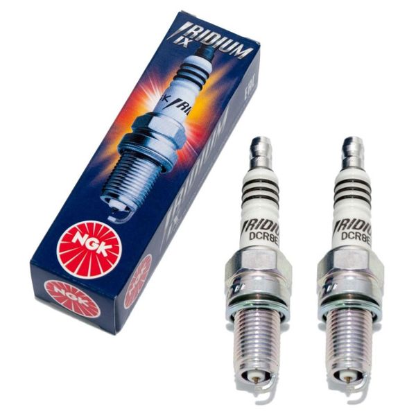 Set Di Candele Ngk 2X DCR8EIX Candela All'iridio Con Soppressione Delle Interferenze, Filettatura Lunga 19,0 Mm Ø 12,0 Mm, 3606 Compatibile Con-image