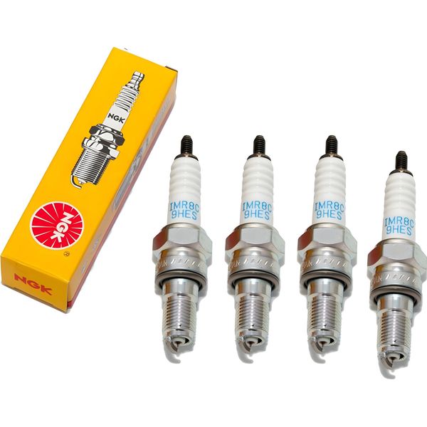 Set Di Candele Ngk 4X IMR8C-9HES Candela All'iridio Con Soppressione Delle Interferenze, Filettatura Lunga 19,0 Mm Ø 10,0 Mm Esagono 16,0 Mm, Distanza Tra Gli Elettrodi 0,90 Mm, Potere Calorifico 8, 5990-image