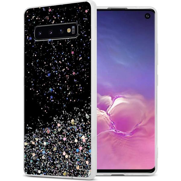 Cadorabo Custodia Per Samsung Galaxy S10 Plus Cover Protettiva In Nero Custodia Per Telefono Cellulare Tpu Custodia Glitter Cover Glitter-image