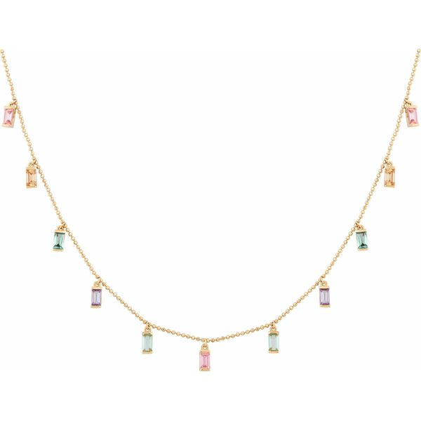 Cai Collana In Argento Sterling 925/- 40+5 Cm Zirconi Gialli E Bianchi 358250390V-45-image