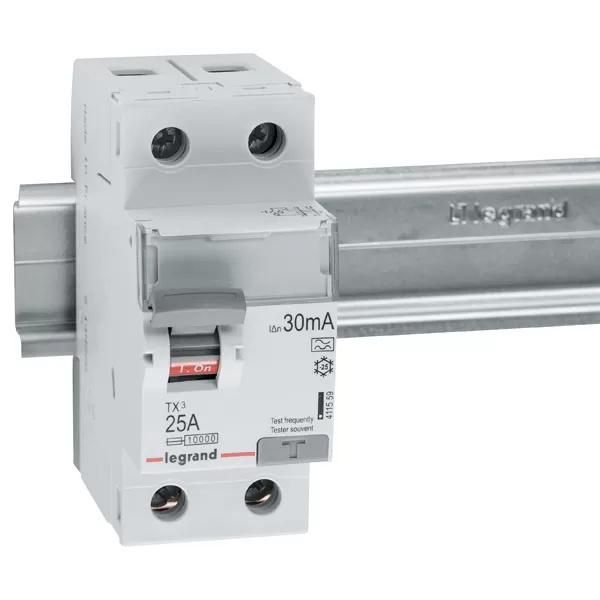 Interruttore Differenziale Legrand TX3 25A, Bipolare, 30Ma, Tipo A, 230VAC, 2 Unità Di Divisione, 411559-image