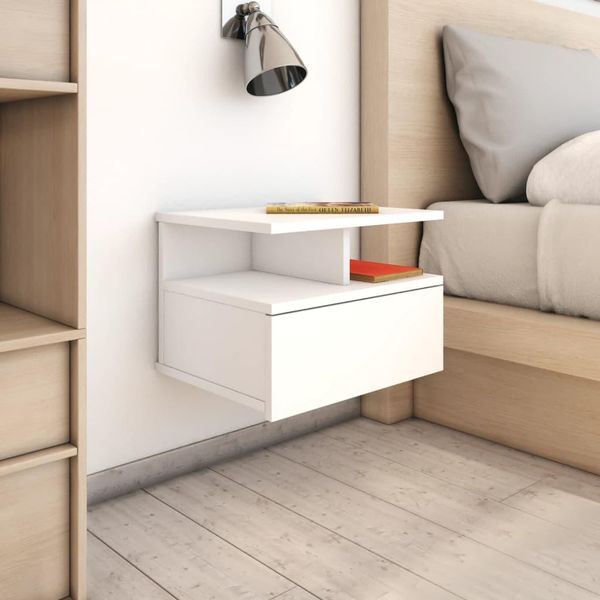Comodino Sospeso Bianco 40X31X27 Cm Materiale Legno-image
