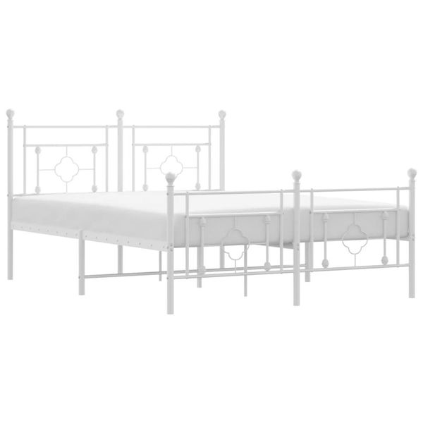 Vidaxl Struttura Letto Con Testiera E Pediera In Metallo Bianco 140X200 Cm-image