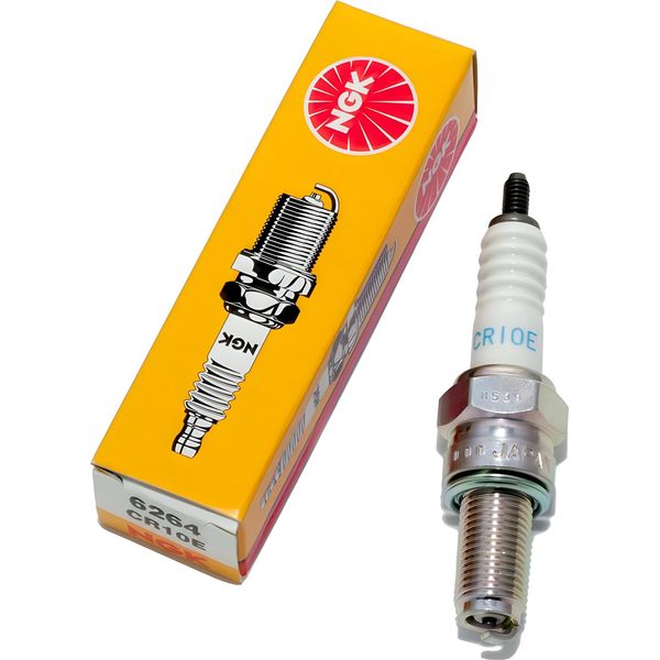 Set Di Candele Di Accensione Ngk 10X CR10E Con Soppressione Delle Interferenze, Filettatura Lunga 19,0 Mm Ø 10,0 Mm Esagono 16,0 Mm, Distanza Tra Gli Elettrodi 0,75 Mm, Potere Calorifico 10, 6264-image