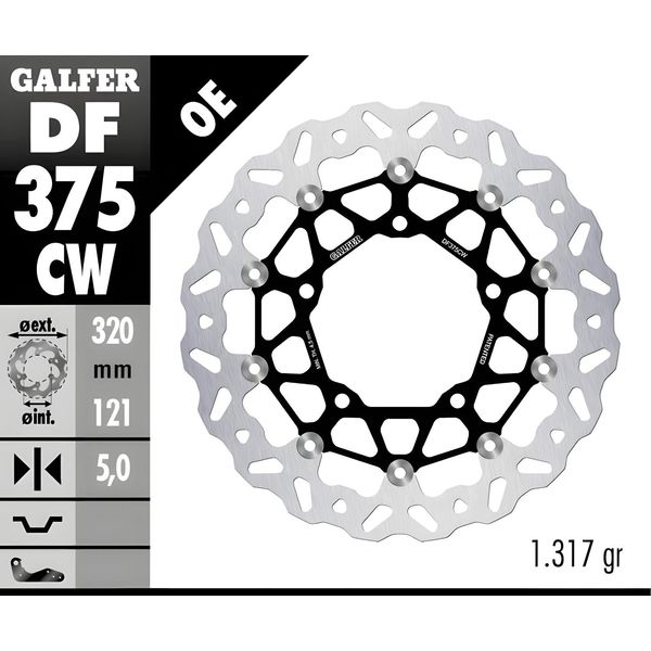 Set Di Dischi Freno Galfer 2X DF375CW Wave® Flottanti Anteriori 320X6Mm Per Suzuki GSX-R Hayabusa 1300 Ccm Anno 2021 - 2023-image