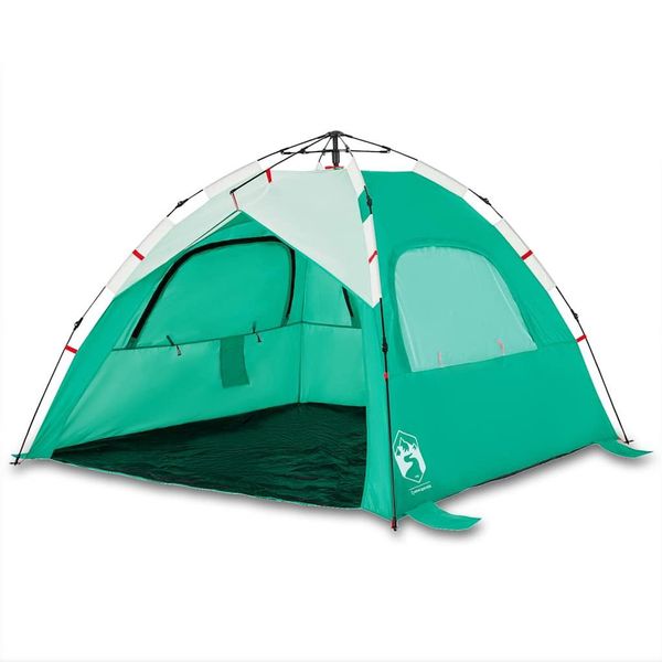 Vidaxl Tenda Da Spiaggia 3 Persone Verde Mare Sgancio Rapido Impermeabile-image
