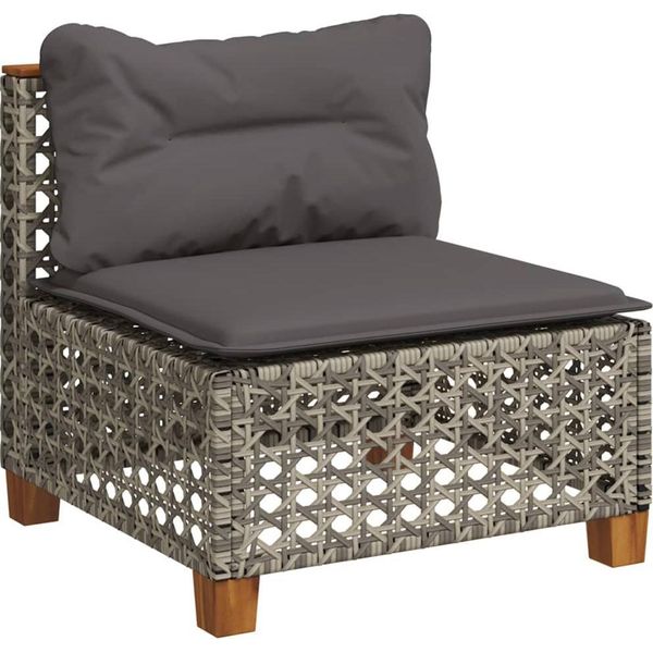 Vidaxl Divano Da Giardino Senza Braccioli Con Cuscini In Poly Rattan Grigio-image