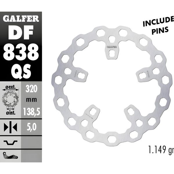 Set Di Dischi Freno Galfer 2X DF838QS Cubiq® Racing Oversize Anteriori Rigidi 320X5Mm Compatibili Con Harley Davidson Ev Livewire Abs Fxsbse Cvo Breakout Fxse Pro Street Anno 2013 - 2022-image