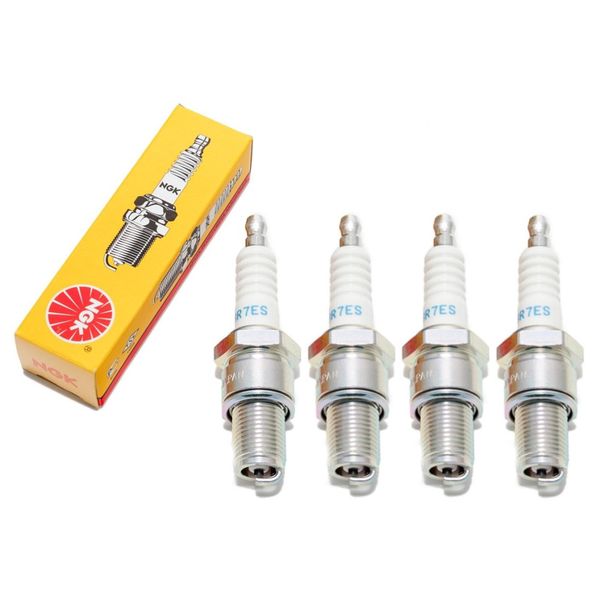 Set Di Candele Ngk 4X BR7ES Con Soppressione Delle Interferenze, Filettatura Lunga 19,0 Mm Ø 14,0 Mm Esagono 20,8 Mm, Distanza Tra Gli Elettrodi 0,75 Mm, Potere Calorifico 7, 5122 / 6615-image