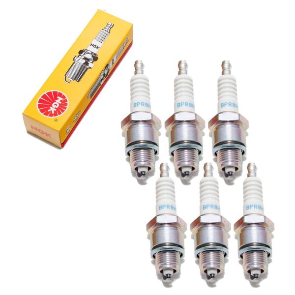 Set Di Candele Di Accensione Ngk 6X BPR8HS Con Soppressione Delle Interferenze, Filettatura Corta 12,7 Mm Ø 14,0 Mm Esagono 20,8 Mm, Distanza Tra Gli Elettrodi 0,75 Mm, Potere Calorifico 8, 3725-image
